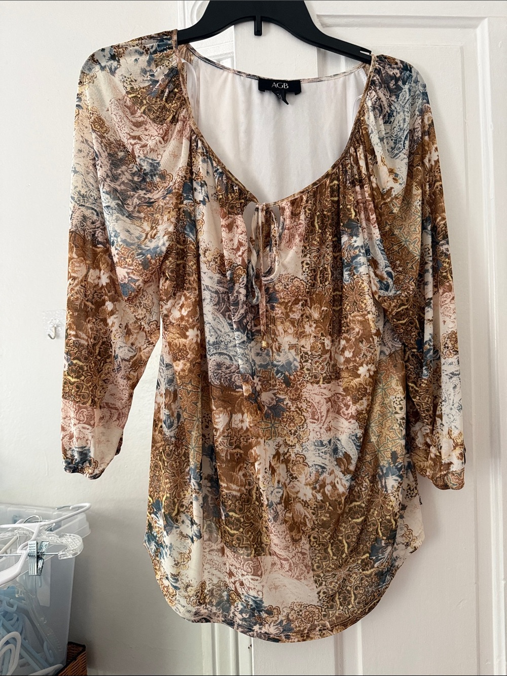 AGB Multi-Color Paisley Scoop-Neck Tunic